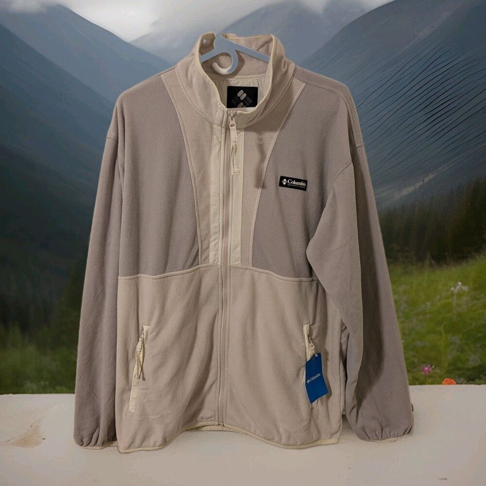 NWT Columbia Men's Back Bowl  Full Zip Fleece Jacket Ivory Size Large